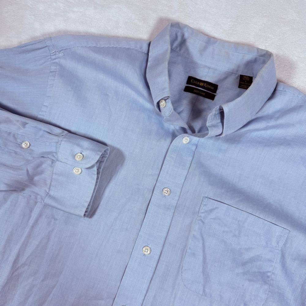 Club Room Mens Light Blue Pinstripe Button Down‎ Dress Shirt Long Sleeve Size XL